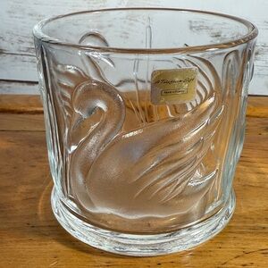 Gloria Vanderbilt Vintage Vase Clear Glass Swan Candleholder Planter Teleflora